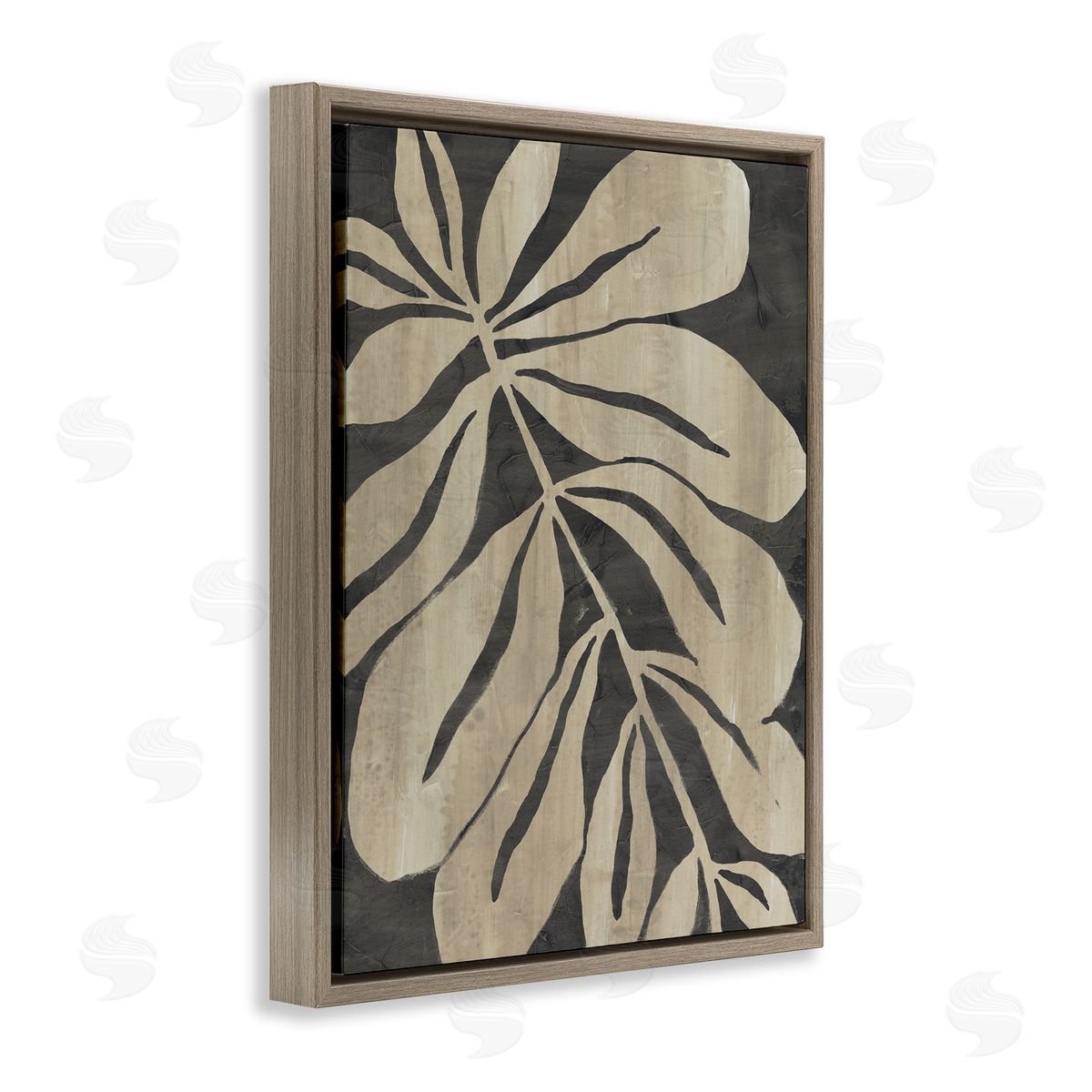 Rustic Leaf Shape Brown Floating Frame Canvas Wall Art, Home Decor by June Erica Vess