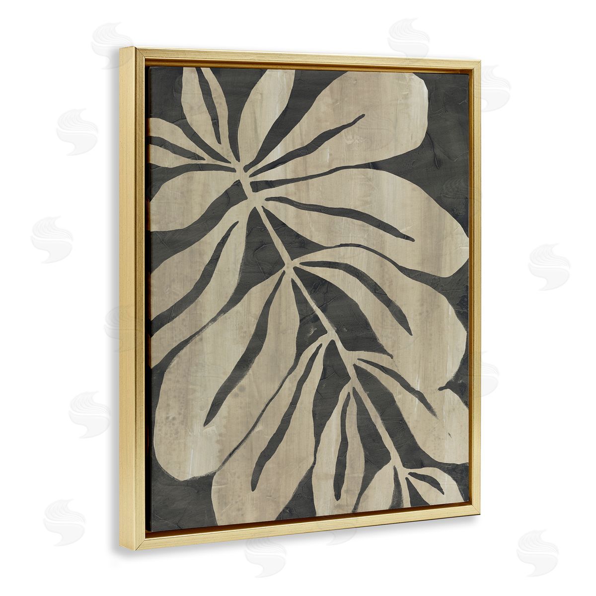 Rustic Leaf Shape Gold Floating Frame Canvas Wall Art, Home Decor by June Erica Vess