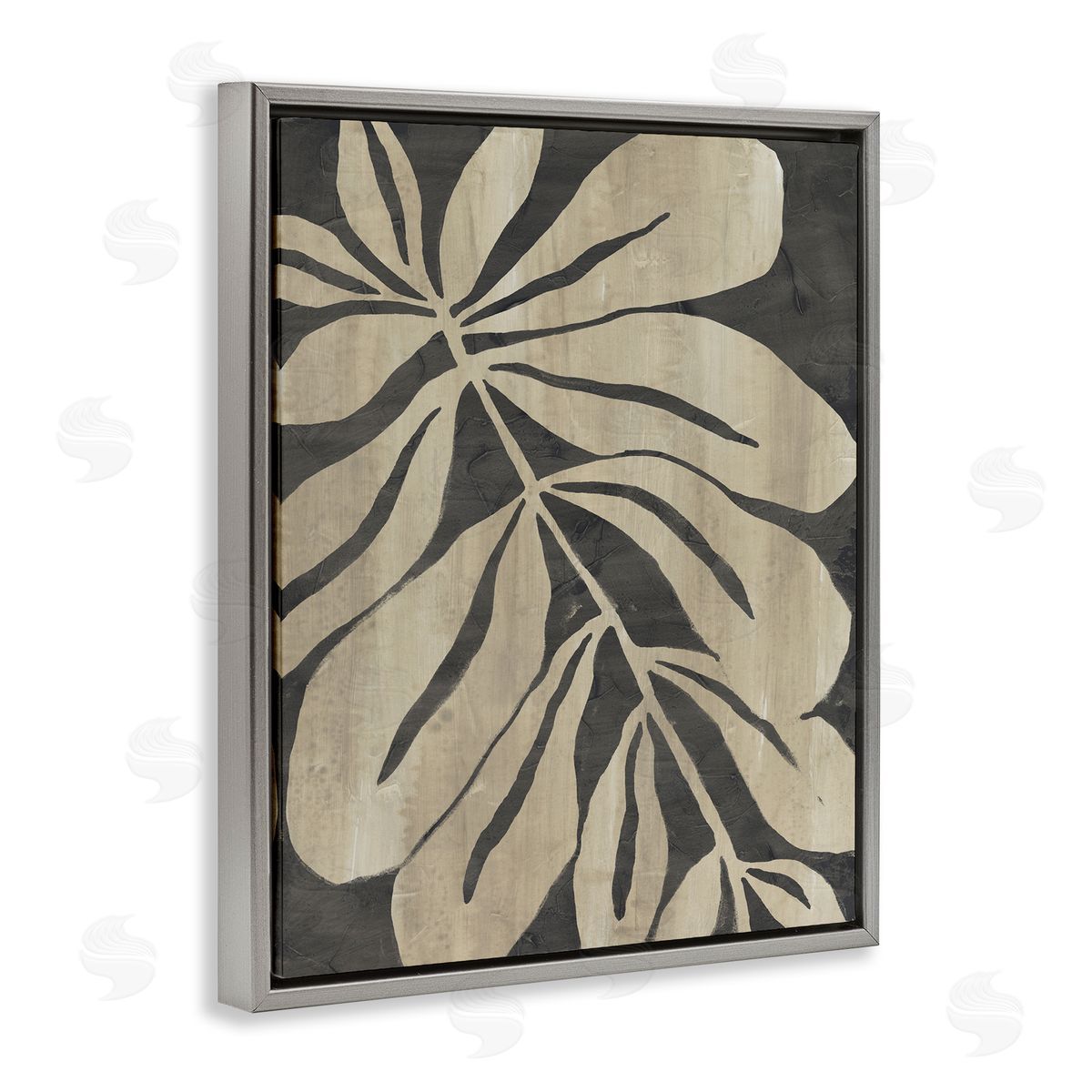 Rustic Leaf Shape Grey Floating Frame Canvas Wall Art, Home Decor by June Erica Vess