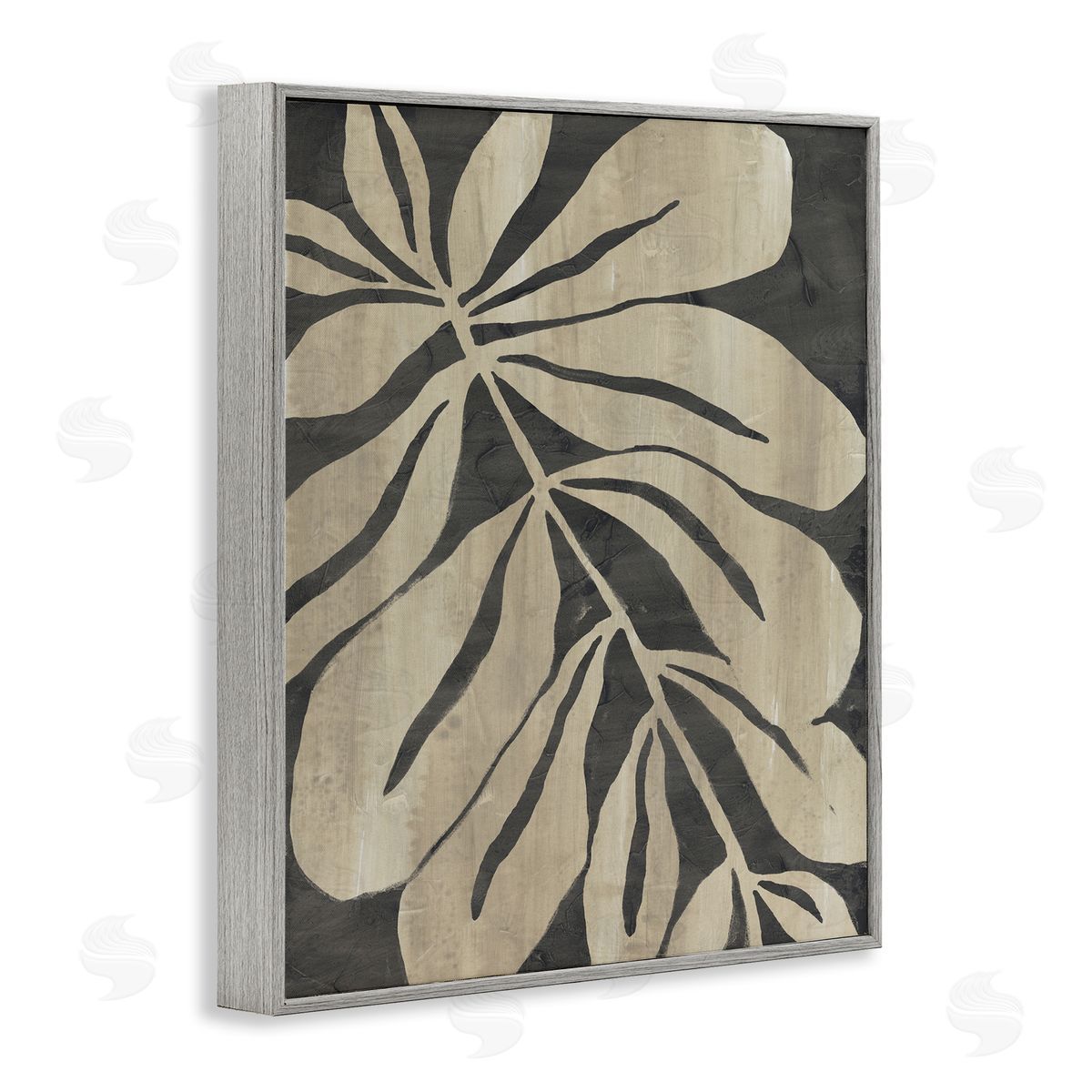 Rustic Leaf Shape Grey Frame Print Wall Art, Home Decor by June Erica Vess