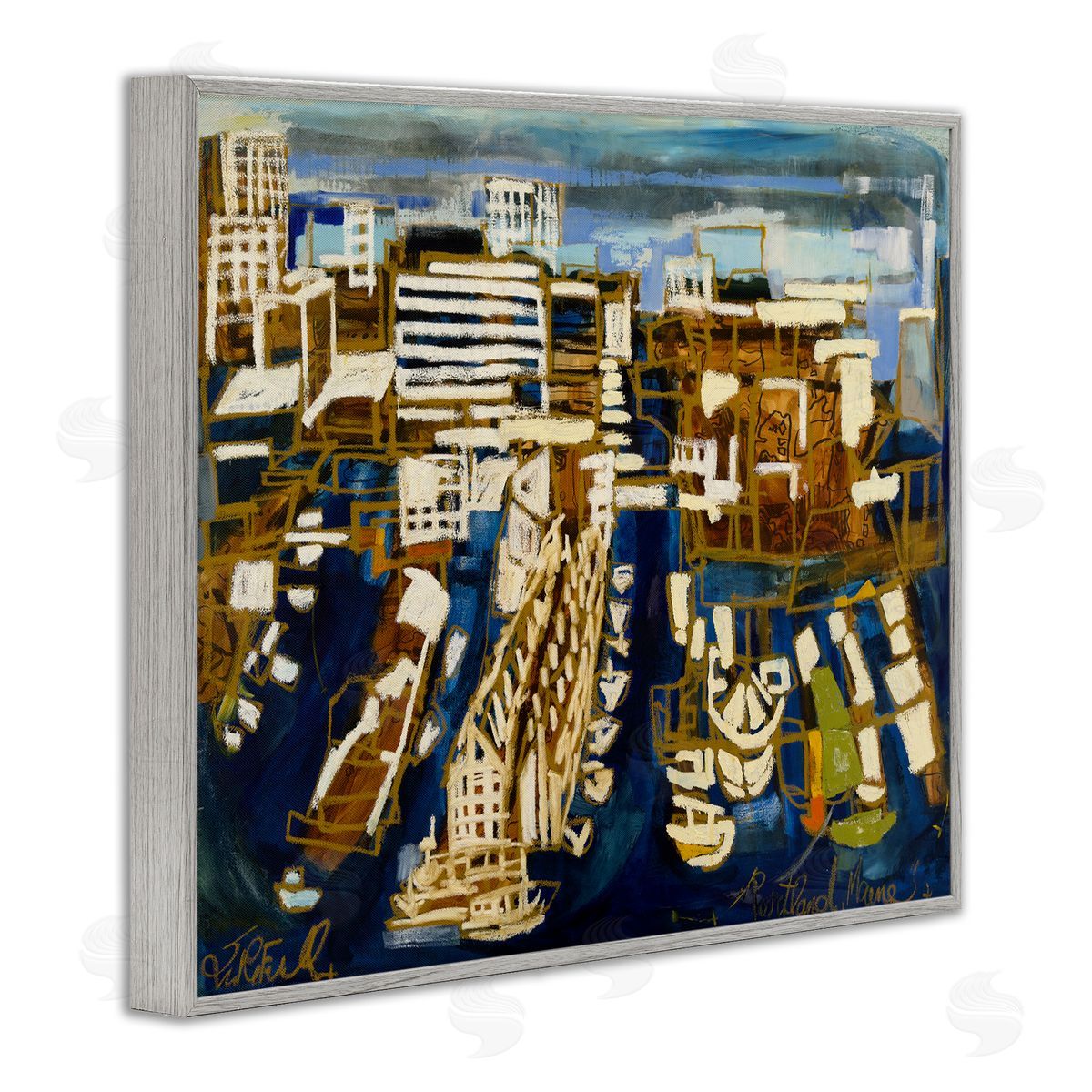 Bold Abstract Cityscape Grey Frame Print Wall Art, Home Decor by Erin McGee Ferrell
