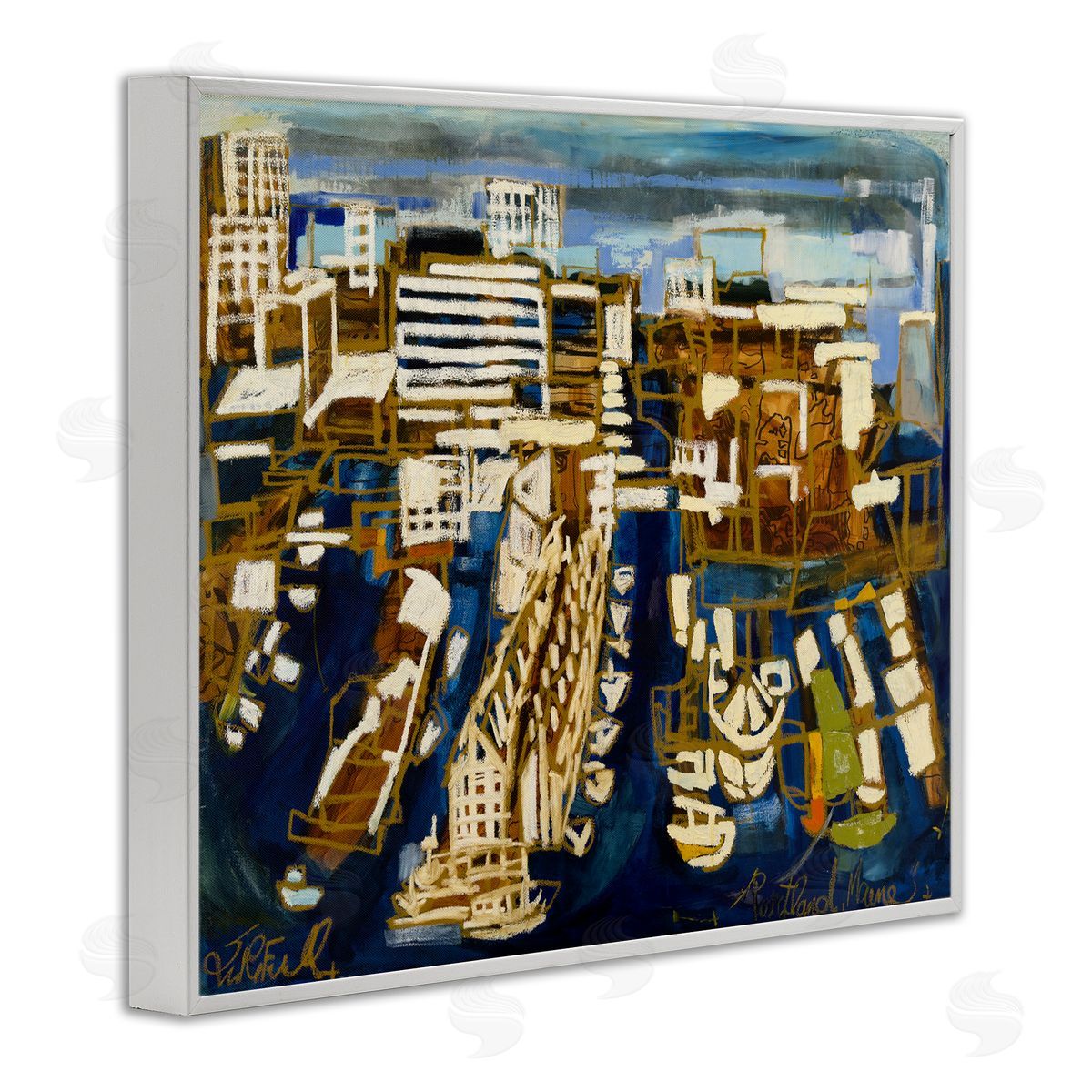 Bold Abstract Cityscape White Frame Print Wall Art, Home Decor by Erin McGee Ferrell