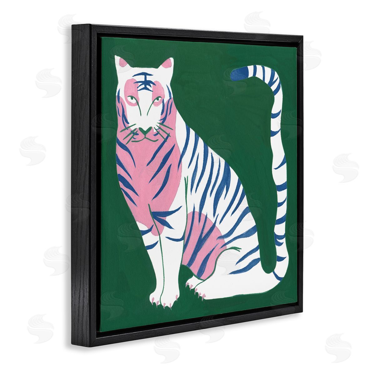 Fierce Modern Tiger Black Floating Frame Canvas Wall Art, Home Decor by Melissa Wang