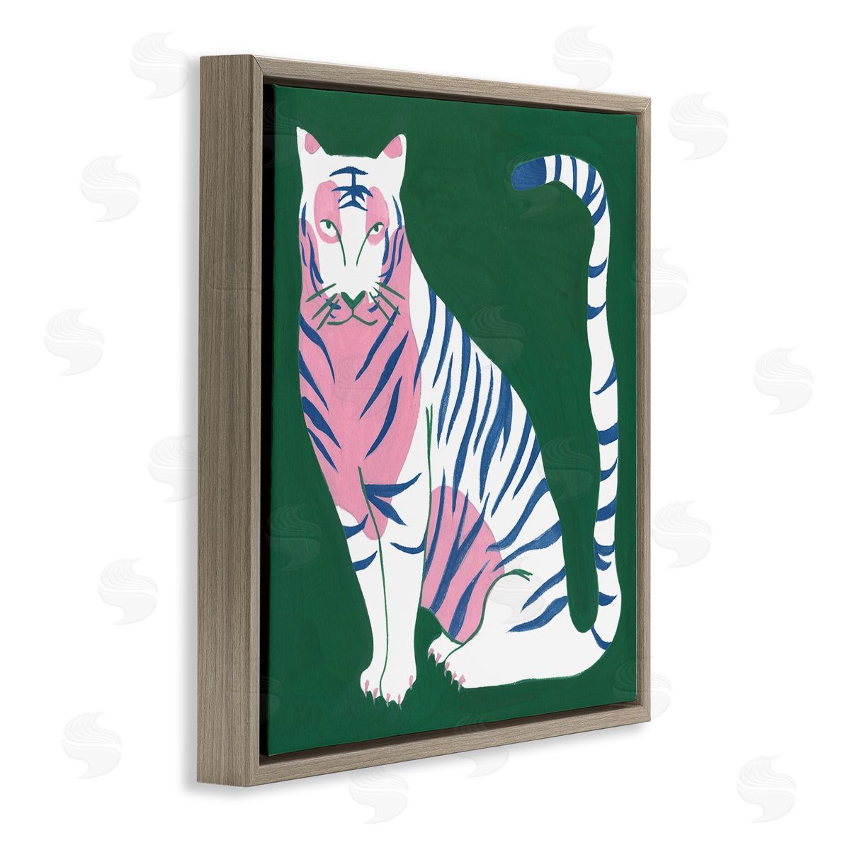 Fierce Modern Tiger Brown Floating Frame Canvas Wall Art, Home Decor by Melissa Wang
