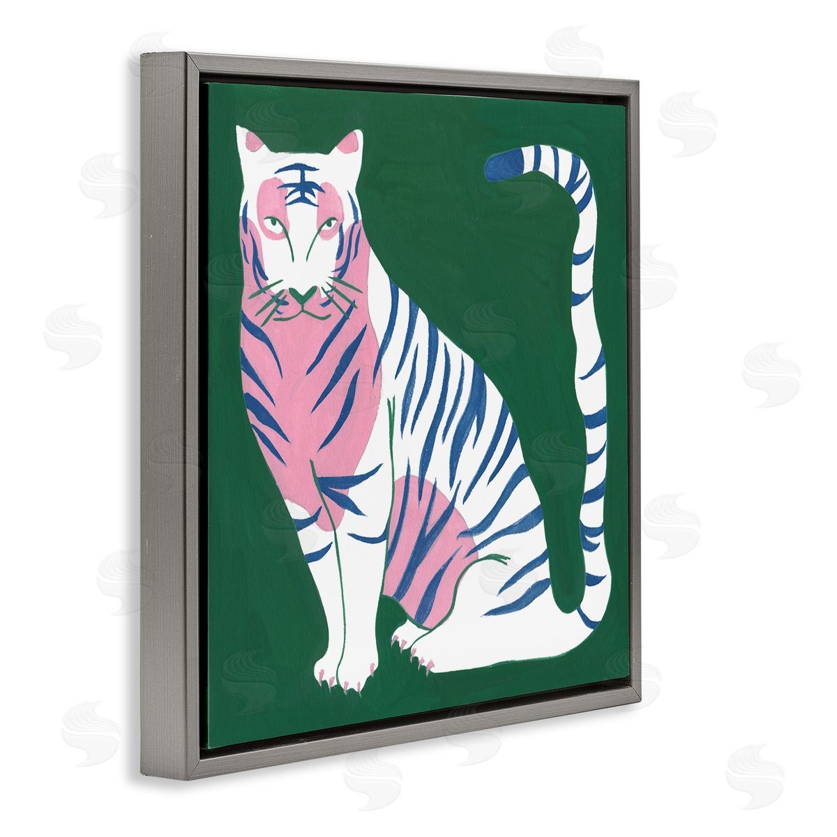 Fierce Modern Tiger Grey Floating Frame Canvas Wall Art, Home Decor by Melissa Wang
