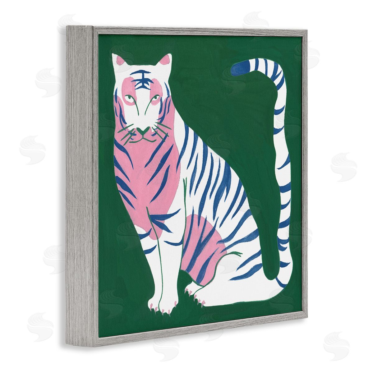 Fierce Modern Tiger Grey Frame Print Wall Art, Home Decor by Melissa Wang