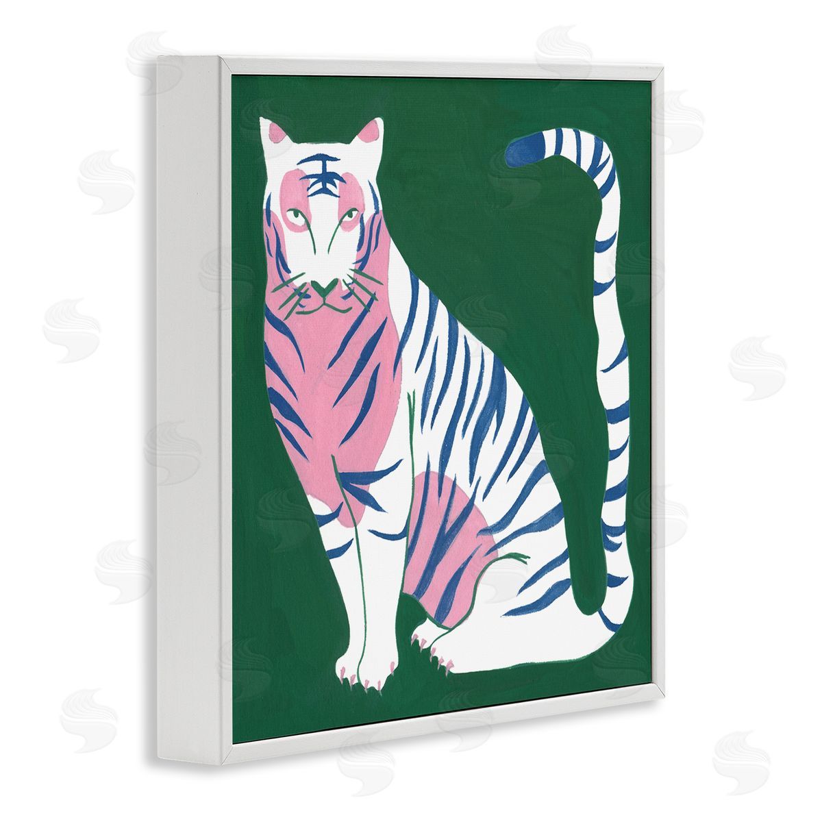 Fierce Modern Tiger White Frame Print Wall Art, Home Decor by Melissa Wang