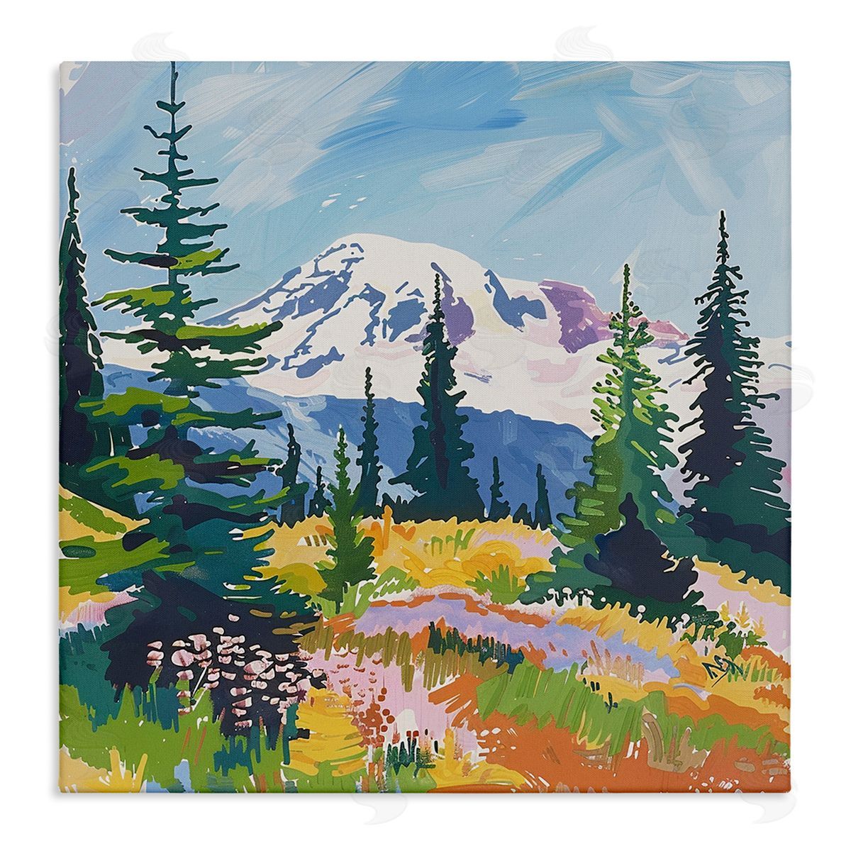 Peaceful Mountain Valley Scenery Canvas Wall Art, Home Decor by Walker Noble