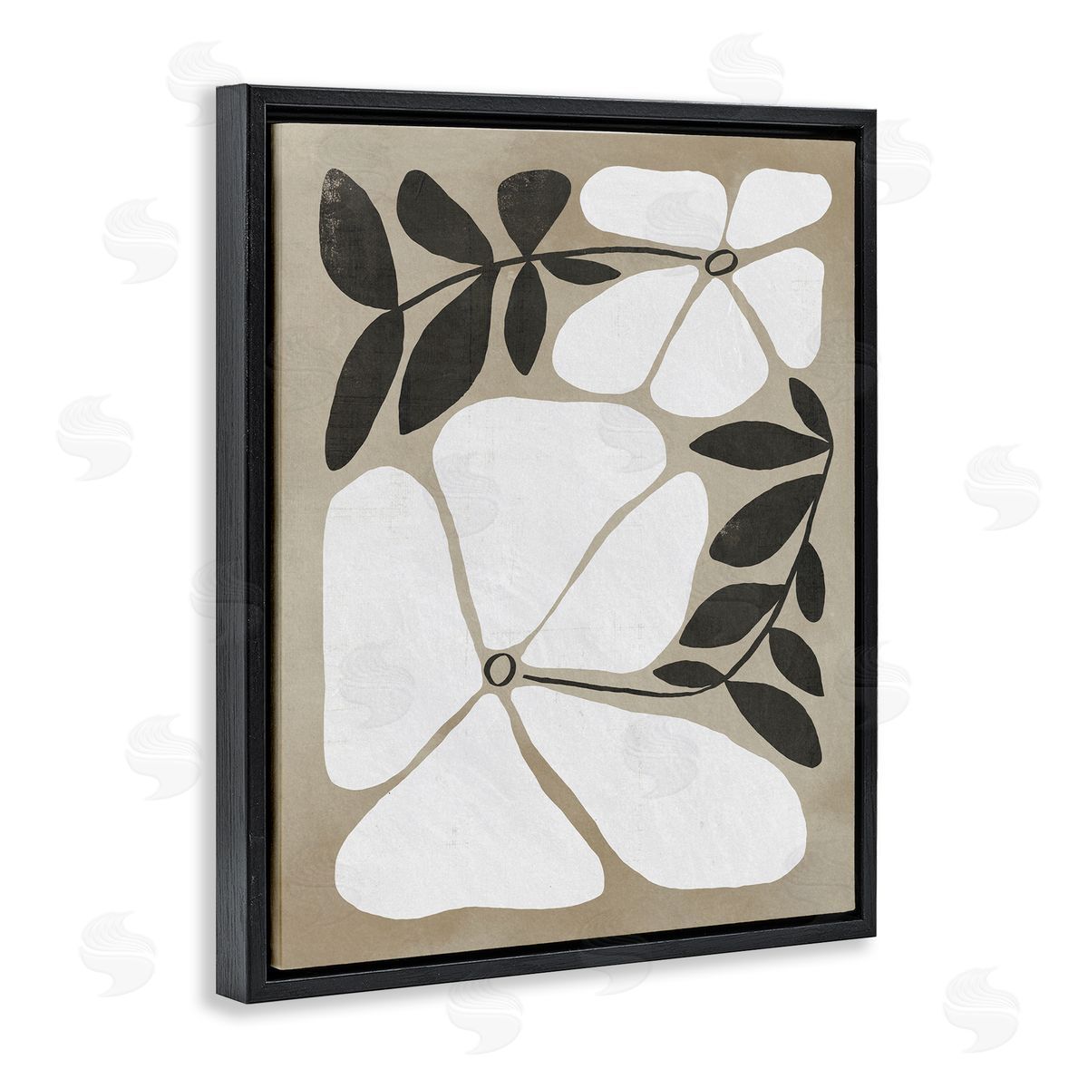 Oblong Boho Flowers Black Floating Frame Canvas Wall Art, Home Decor by Victoria Barnes