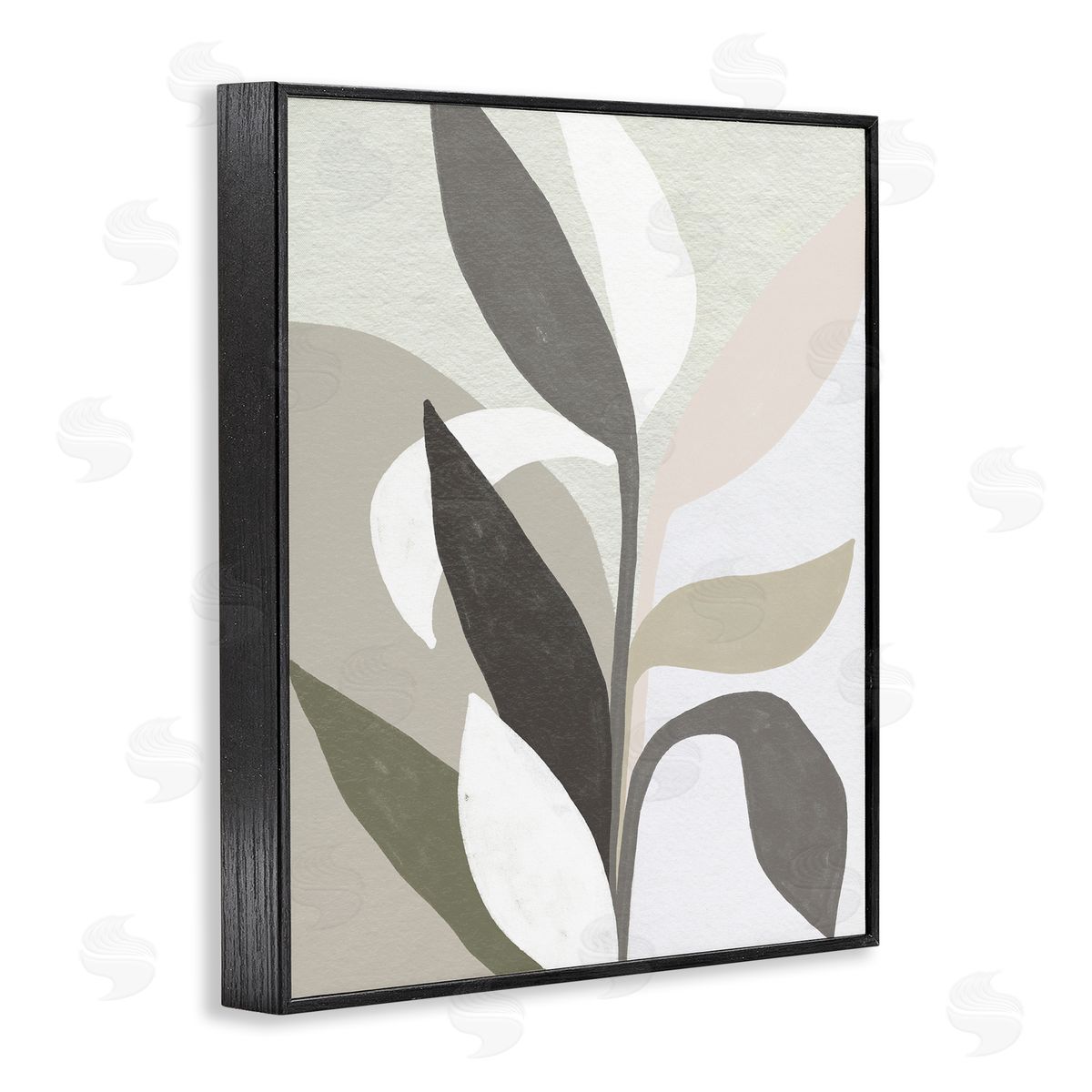 Soft Modern Organic Leaves Black Frame Print Wall Art, Home Decor by June Erica Vess
