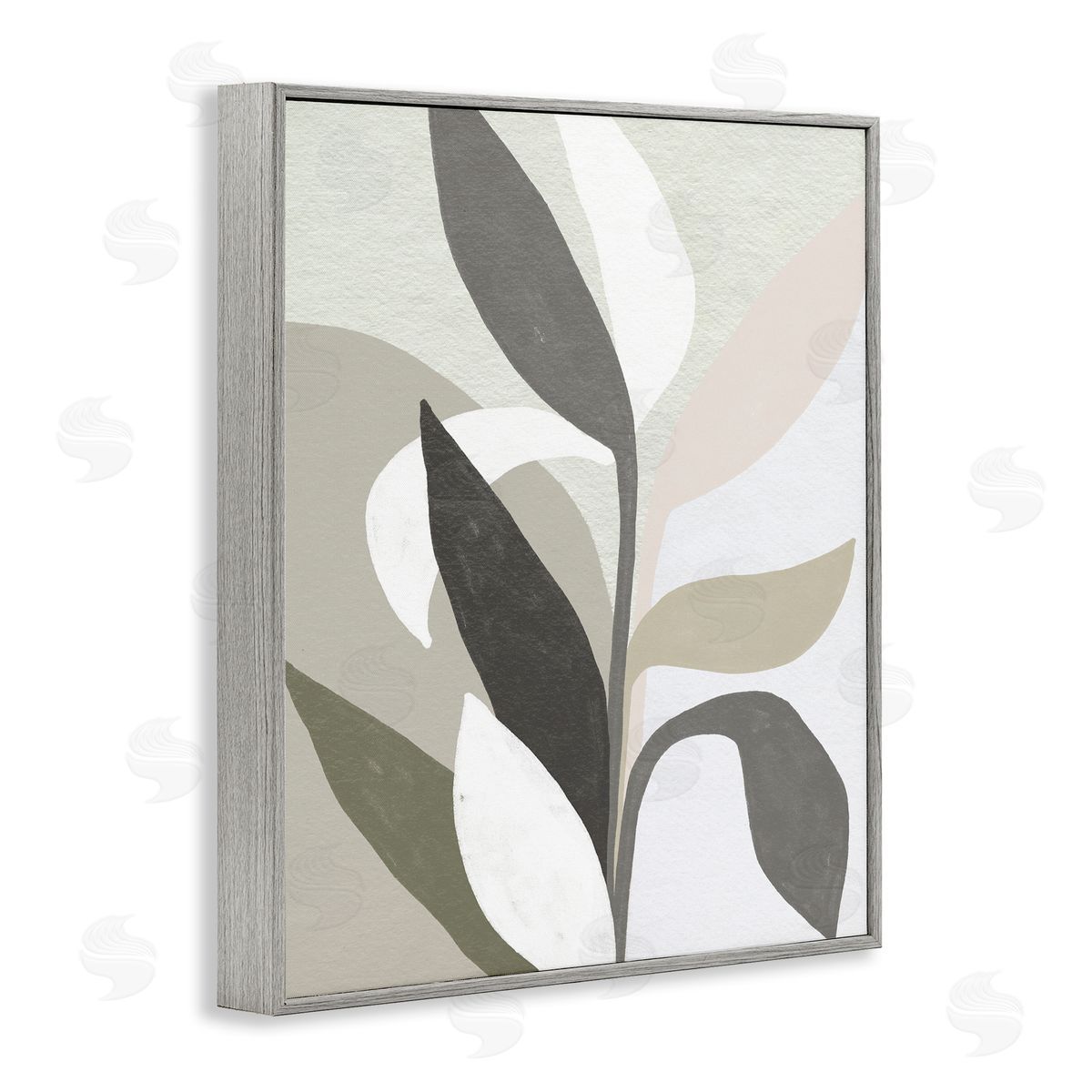 Soft Modern Organic Leaves Grey Frame Print Wall Art, Home Decor by June Erica Vess
