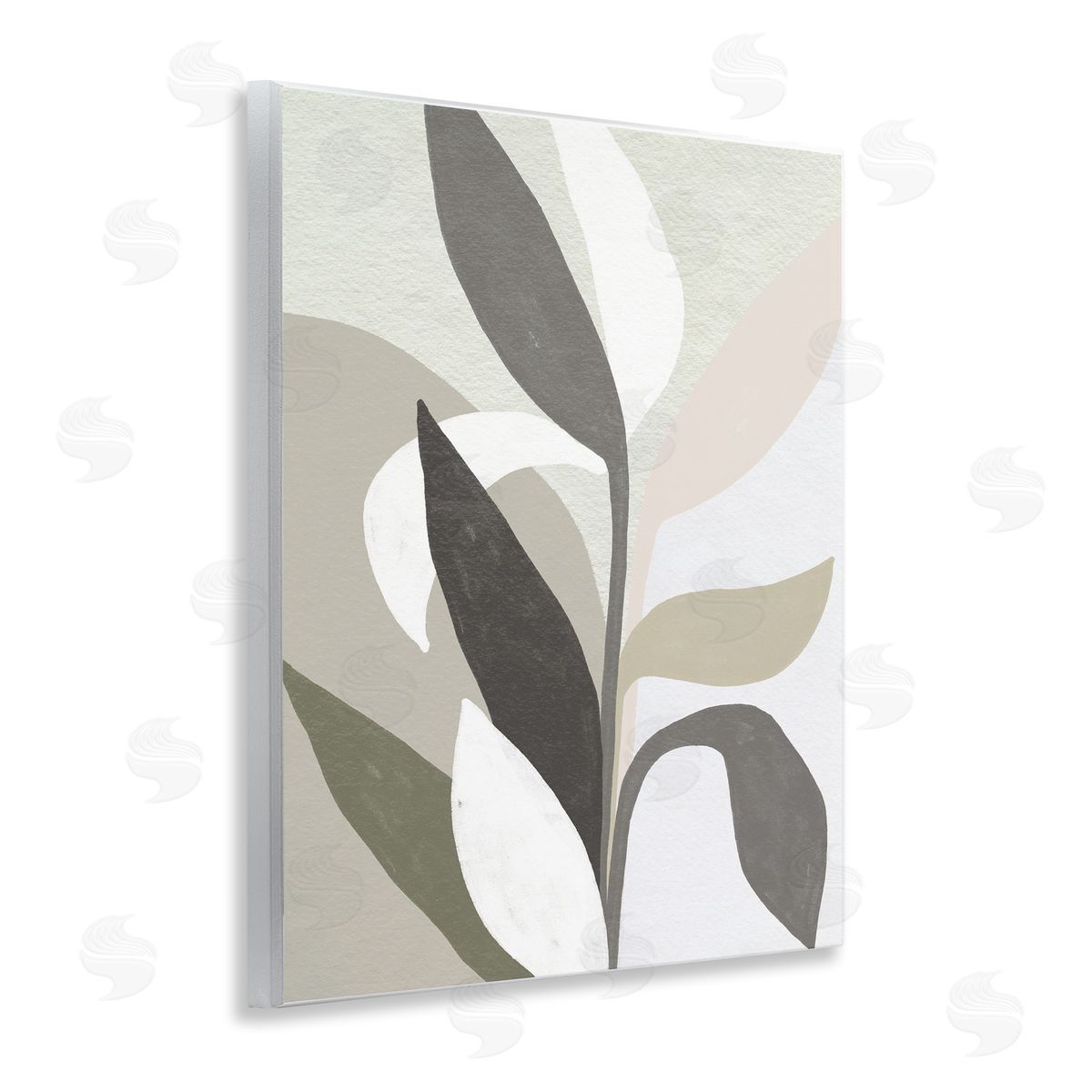Soft Modern Organic Leaves Wood Plaque Wall Art, Home Decor by June Erica Vess