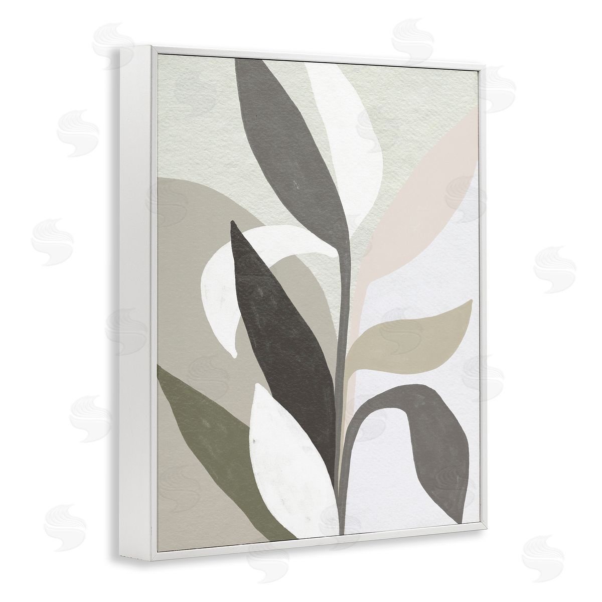 Soft Modern Organic Leaves White Frame Print Wall Art, Home Decor by June Erica Vess