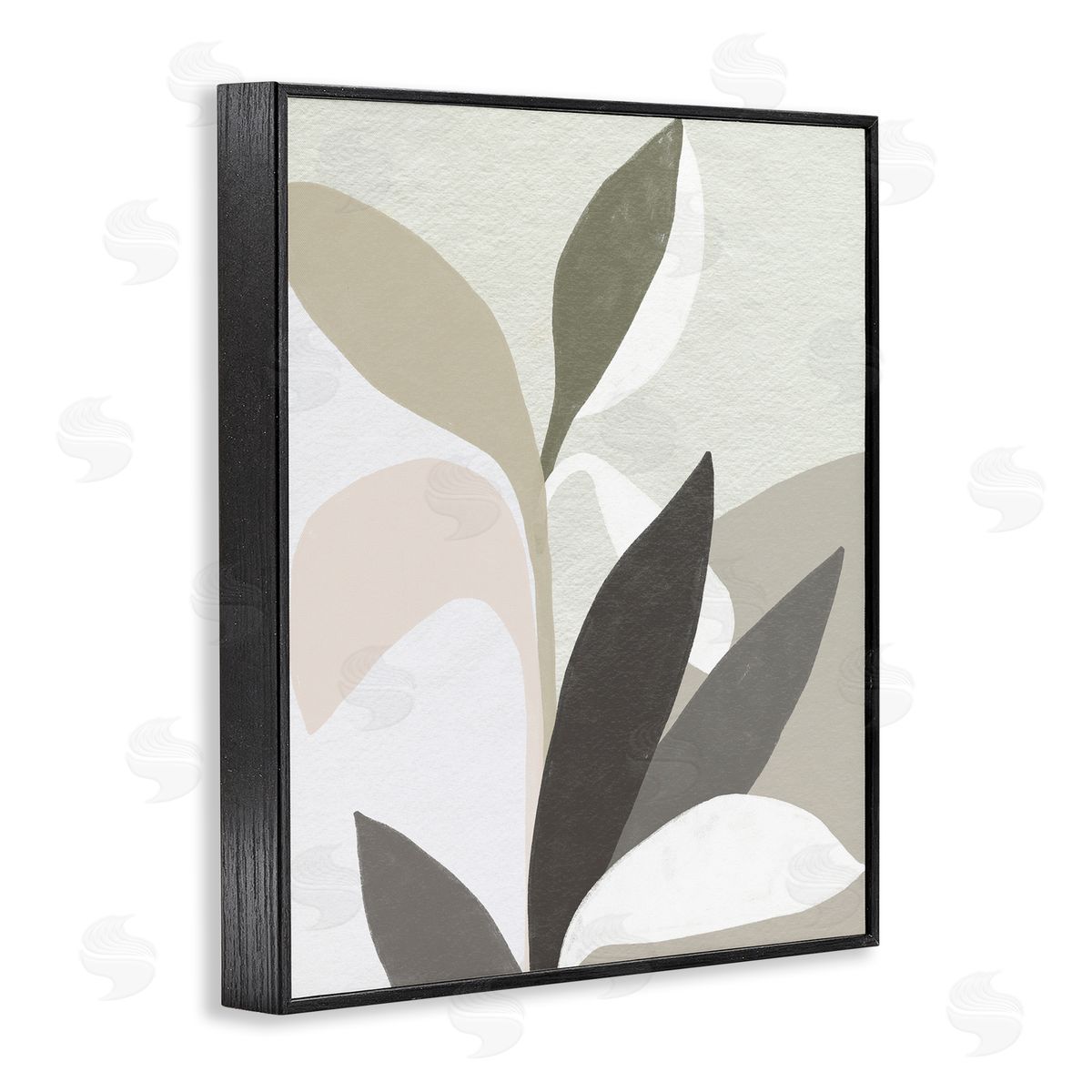 Organic Soft Leaf Shapes Black Frame Print Wall Art, Home Decor by June Erica Vess