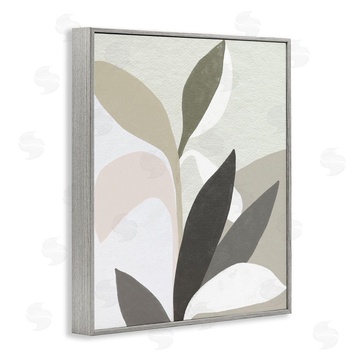 Organic Soft Leaf Shapes Grey Frame Print Wall Art, Home Decor by June Erica Vess