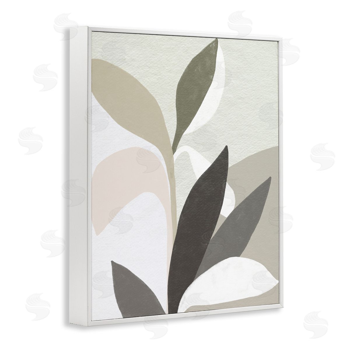 Organic Soft Leaf Shapes White Frame Print Wall Art, Home Decor by June Erica Vess