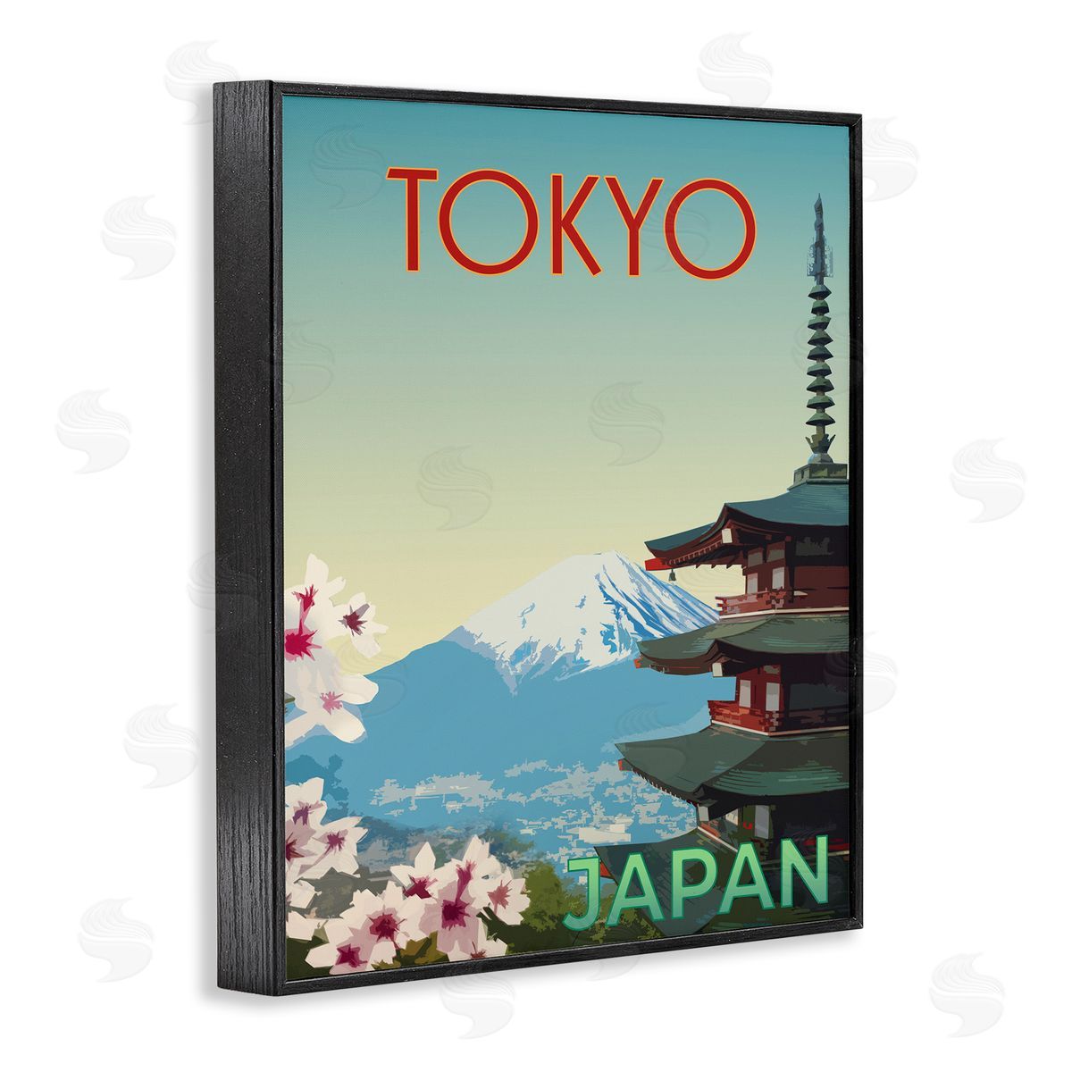 Vintage Tokyo Scenery Black Frame Print Wall Art, Home Decor by Victoria Barnes