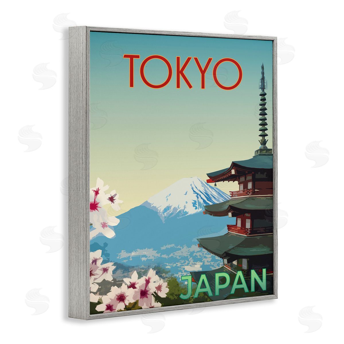 Vintage Tokyo Scenery Grey Frame Print Wall Art, Home Decor by Victoria Barnes