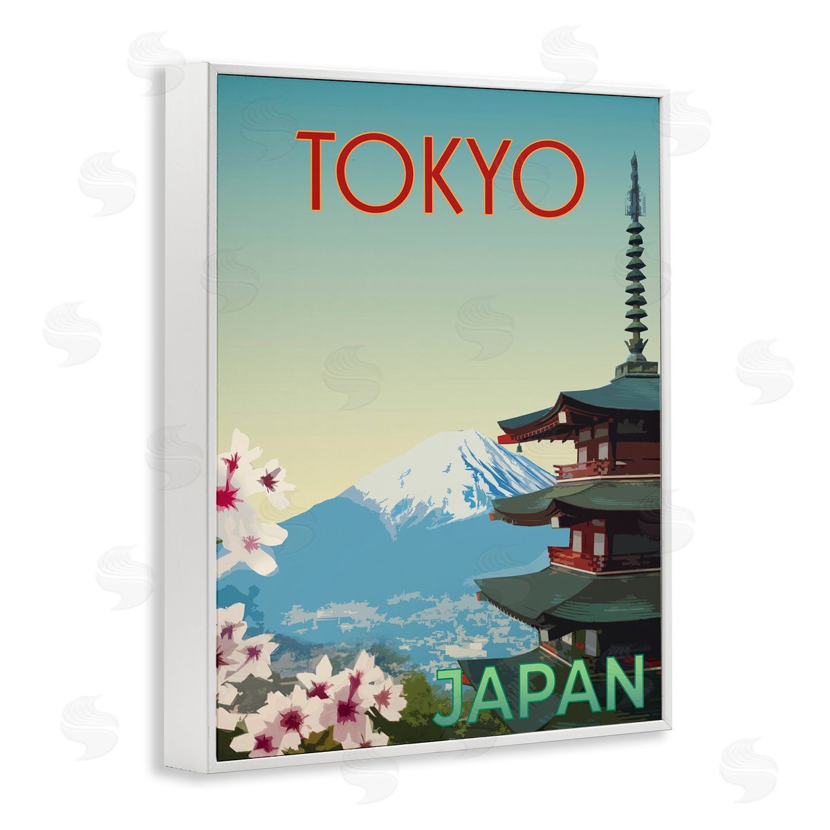 Vintage Tokyo Scenery White Frame Print Wall Art, Home Decor by Victoria Barnes