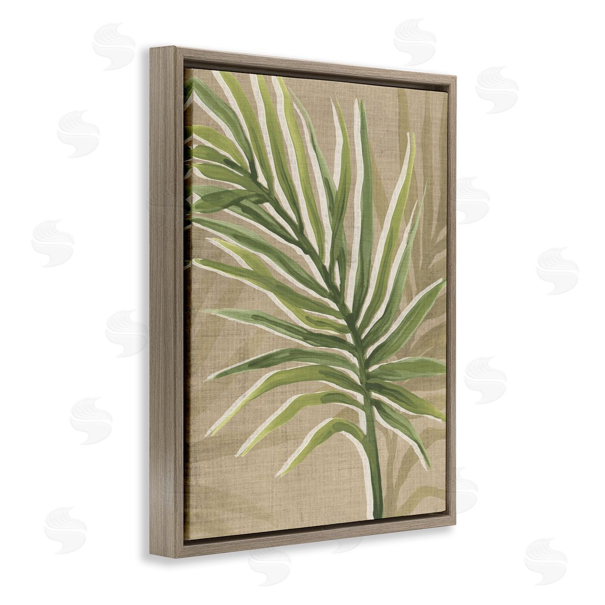 Natural Curved Palm Leaf Brown Floating Frame Canvas Wall Art, Home Decor by June Erica Vess