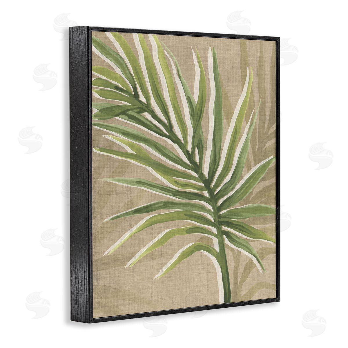 Natural Curved Palm Leaf Black Frame Print Wall Art, Home Decor by June Erica Vess