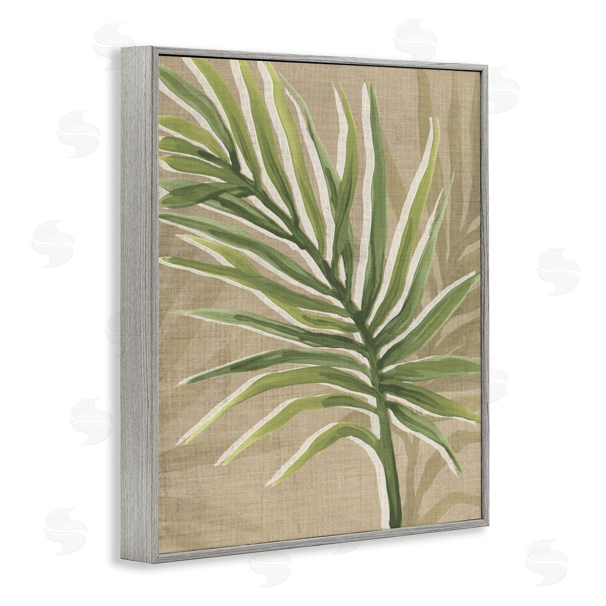 Natural Curved Palm Leaf Grey Frame Print Wall Art, Home Decor by June Erica Vess