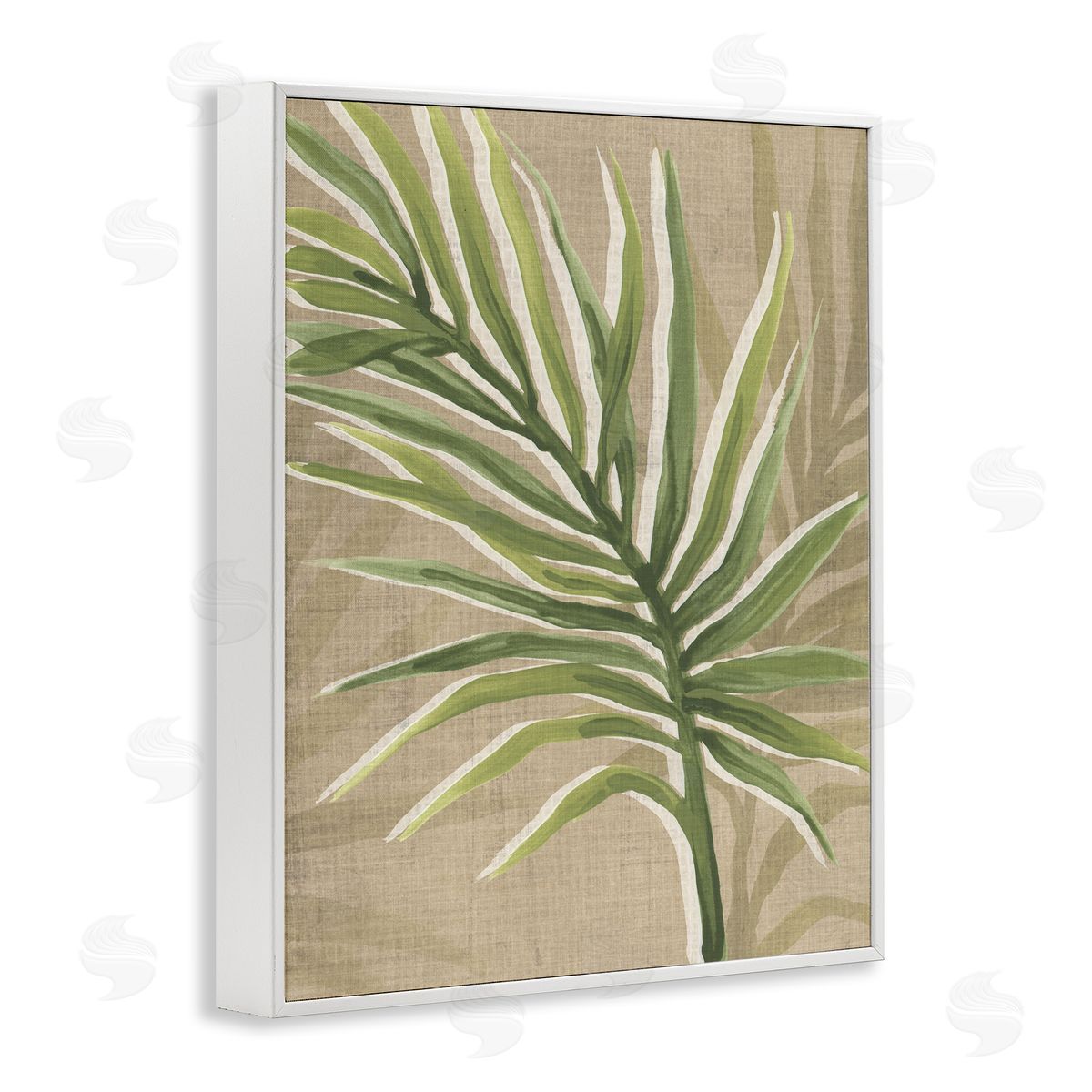 Natural Curved Palm Leaf White Frame Print Wall Art, Home Decor by June Erica Vess