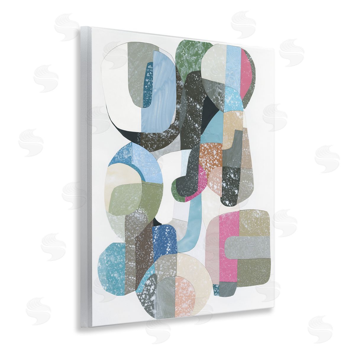 Pastel Shapes Intertwined Wood Plaque Wall Art, Home Decor by Coco Good