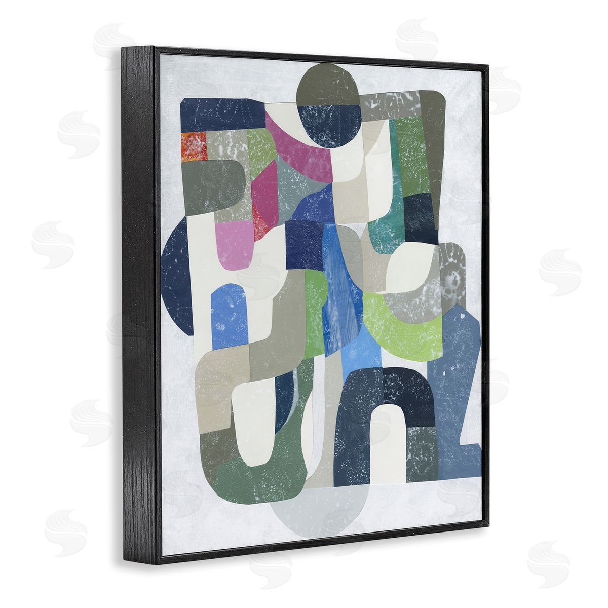 Retro Geometrics on Grey Black Frame Print Wall Art, Home Decor by Coco Good
