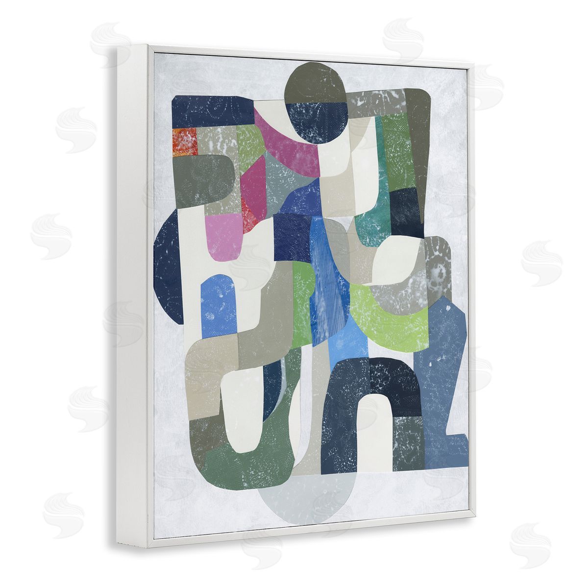Retro Geometrics on Grey White Frame Print Wall Art, Home Decor by Coco Good
