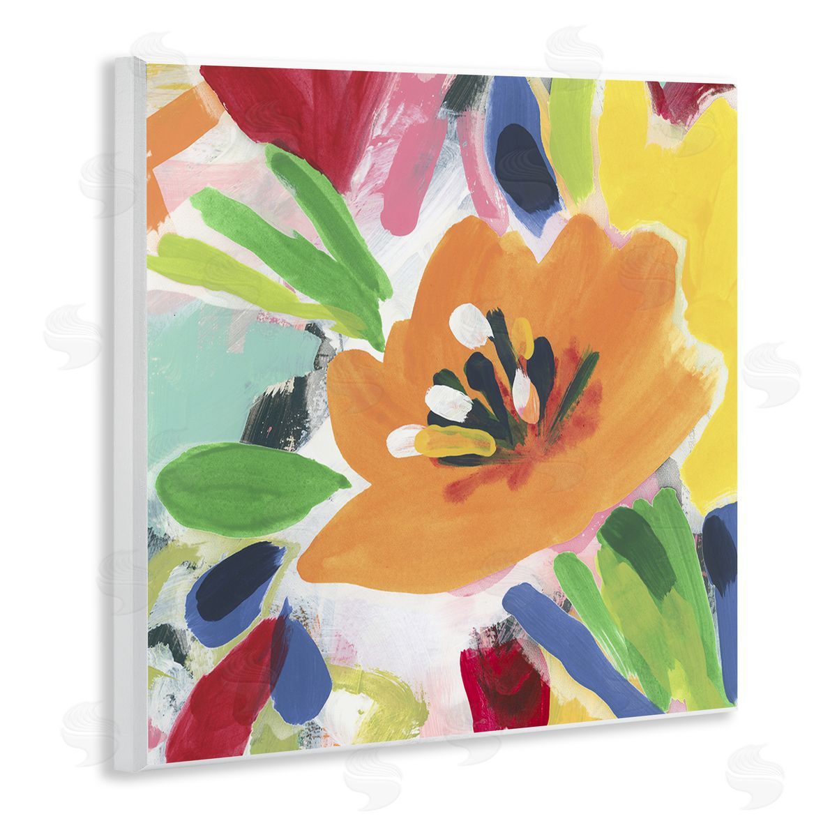 Vivid Orange Flower Impressions Wood Plaque Wall Art, Home Decor by June Erica Vess