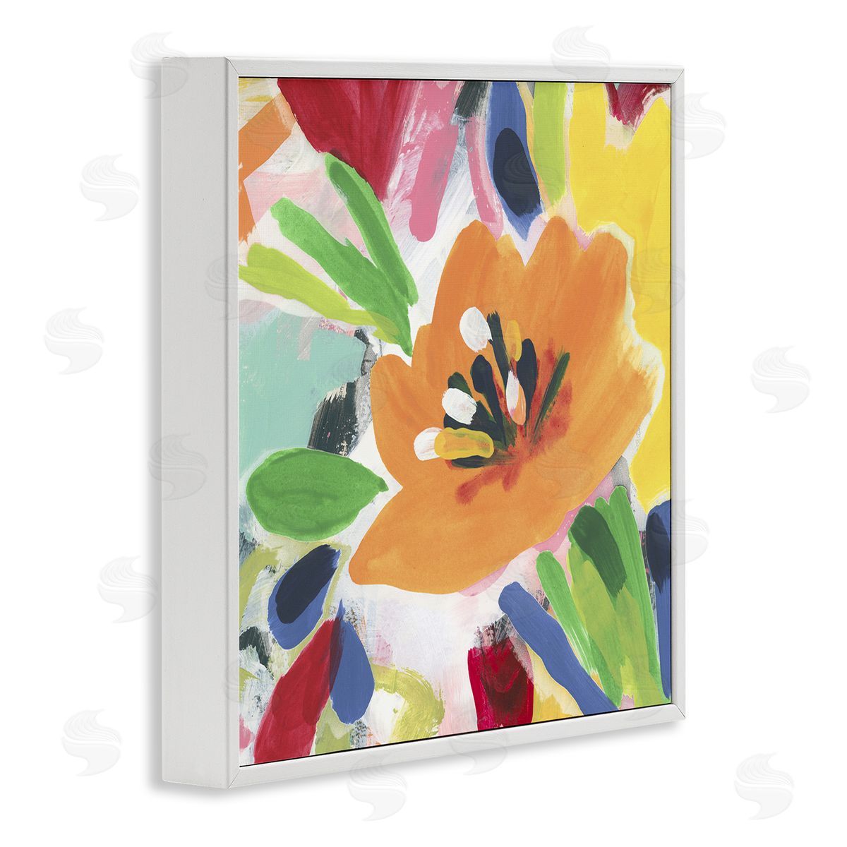 Vivid Orange Flower Impressions White Frame Print Wall Art, Home Decor by June Erica Vess
