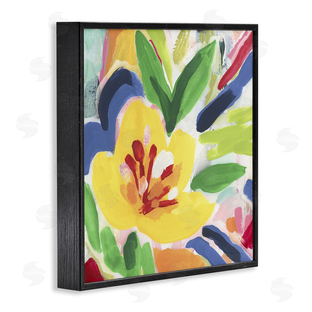 Vivid Lively Florals Black Frame Print Wall Art, Home Decor by June Erica Vess