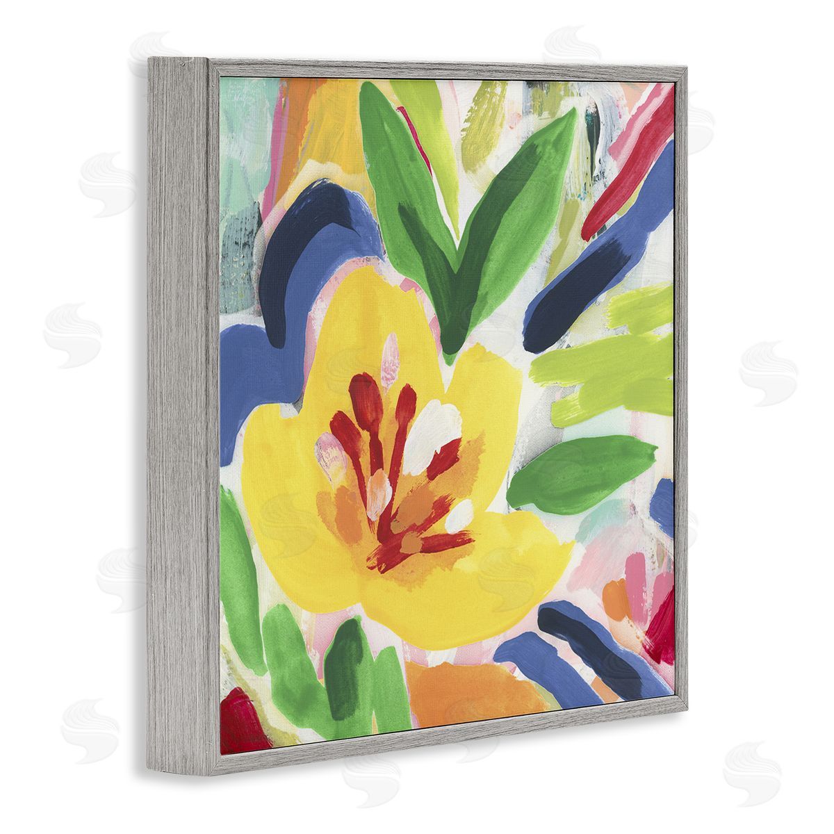 Vivid Lively Florals Grey Frame Print Wall Art, Home Decor by June Erica Vess