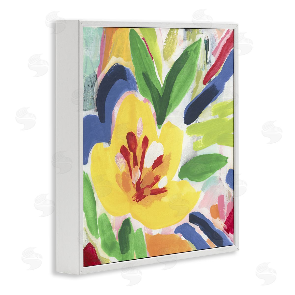 Vivid Lively Florals White Frame Print Wall Art, Home Decor by June Erica Vess