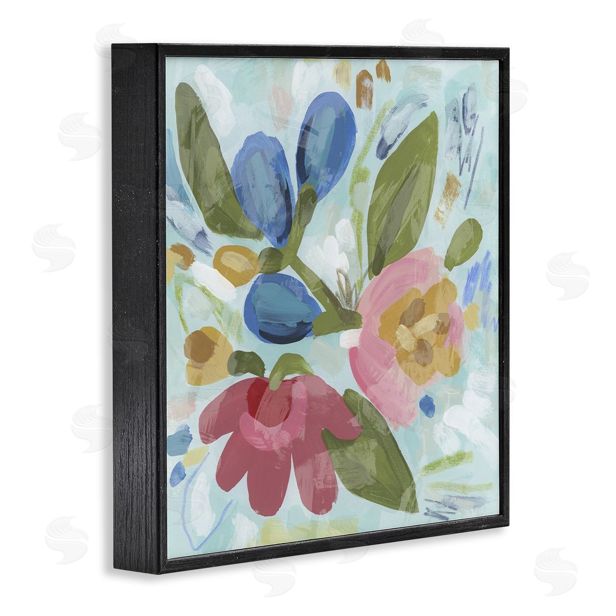 Bright Boho Flowers Black Frame Print Wall Art, Home Decor by June Erica Vess