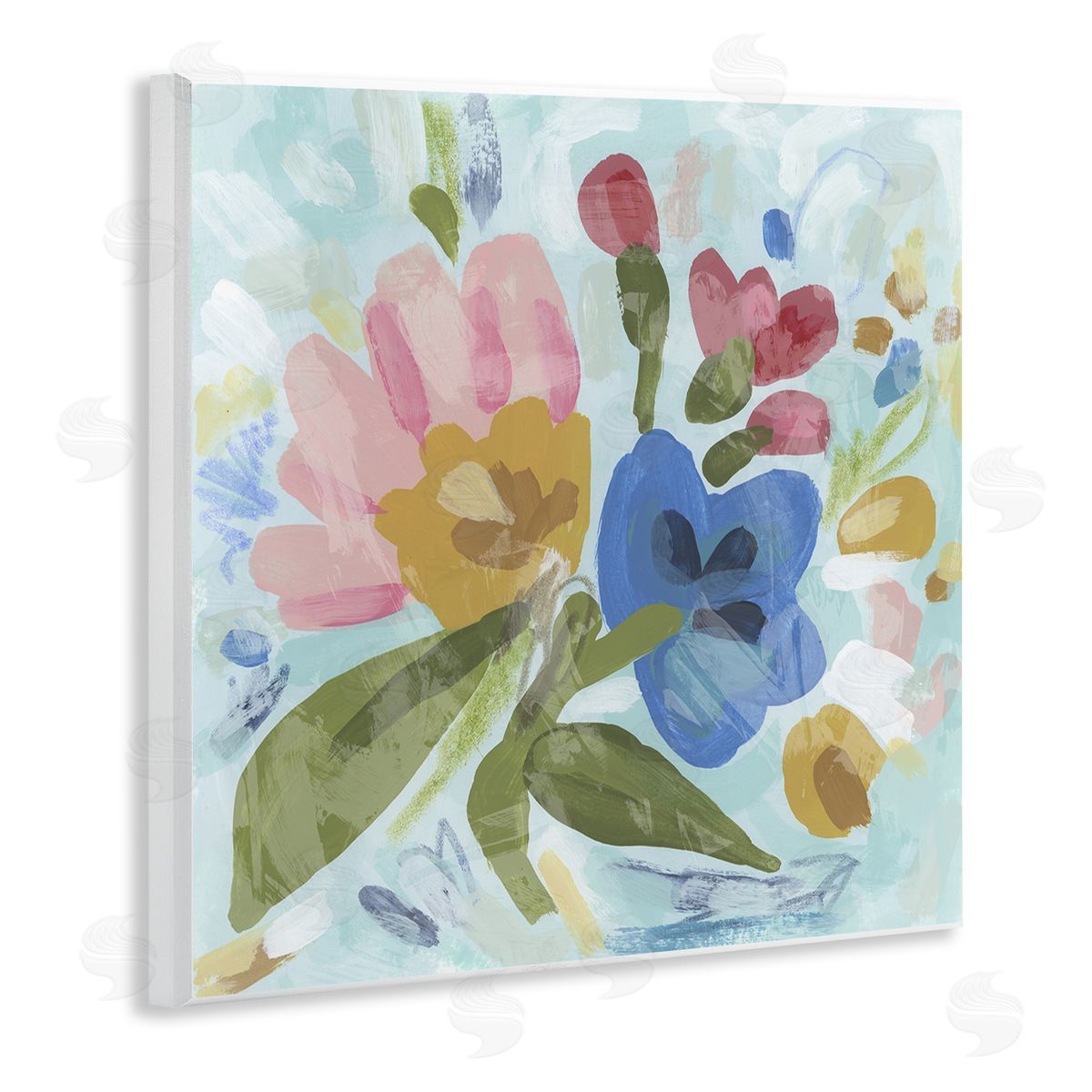 Stylish Pop Flowers Wood Plaque Wall Art, Home Decor by June Erica Vess