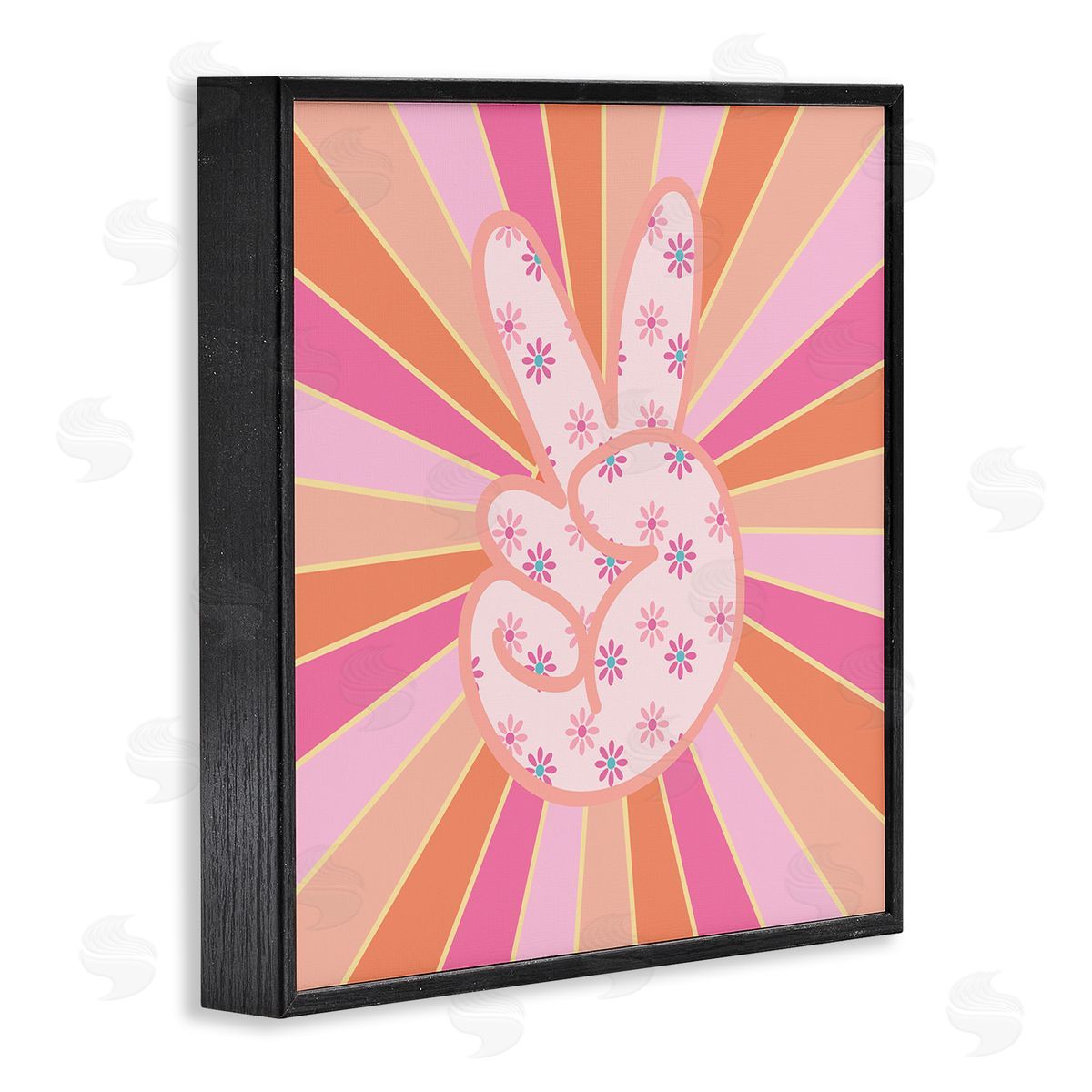 Beaming Peace Sign Hand Black Frame Print Wall Art, Home Decor by Jesse Keith
