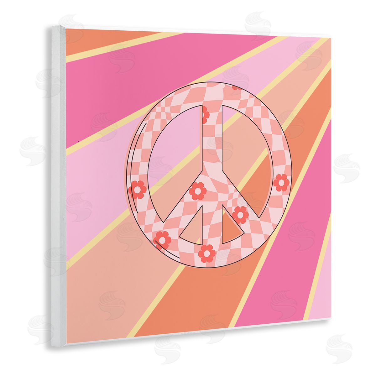 Beaming Floral Peace Symbol Wood Plaque Wall Art, Home Decor by Jesse Keith