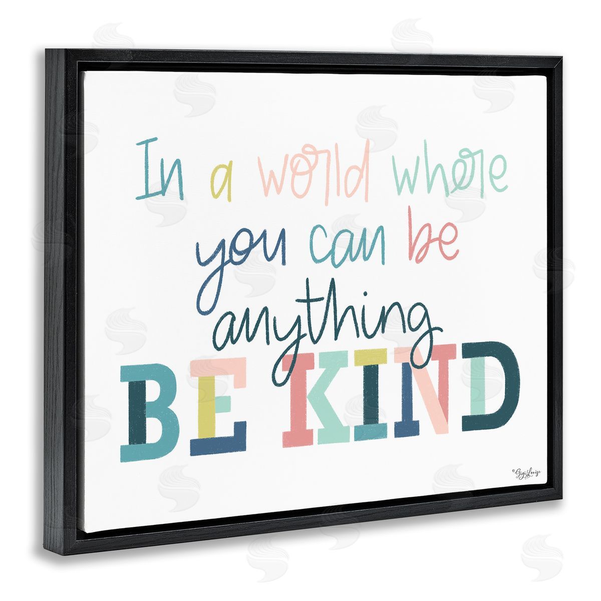 Be Kind In A World Black Floating Frame Canvas Wall Art, Home Decor by Gigi Louise