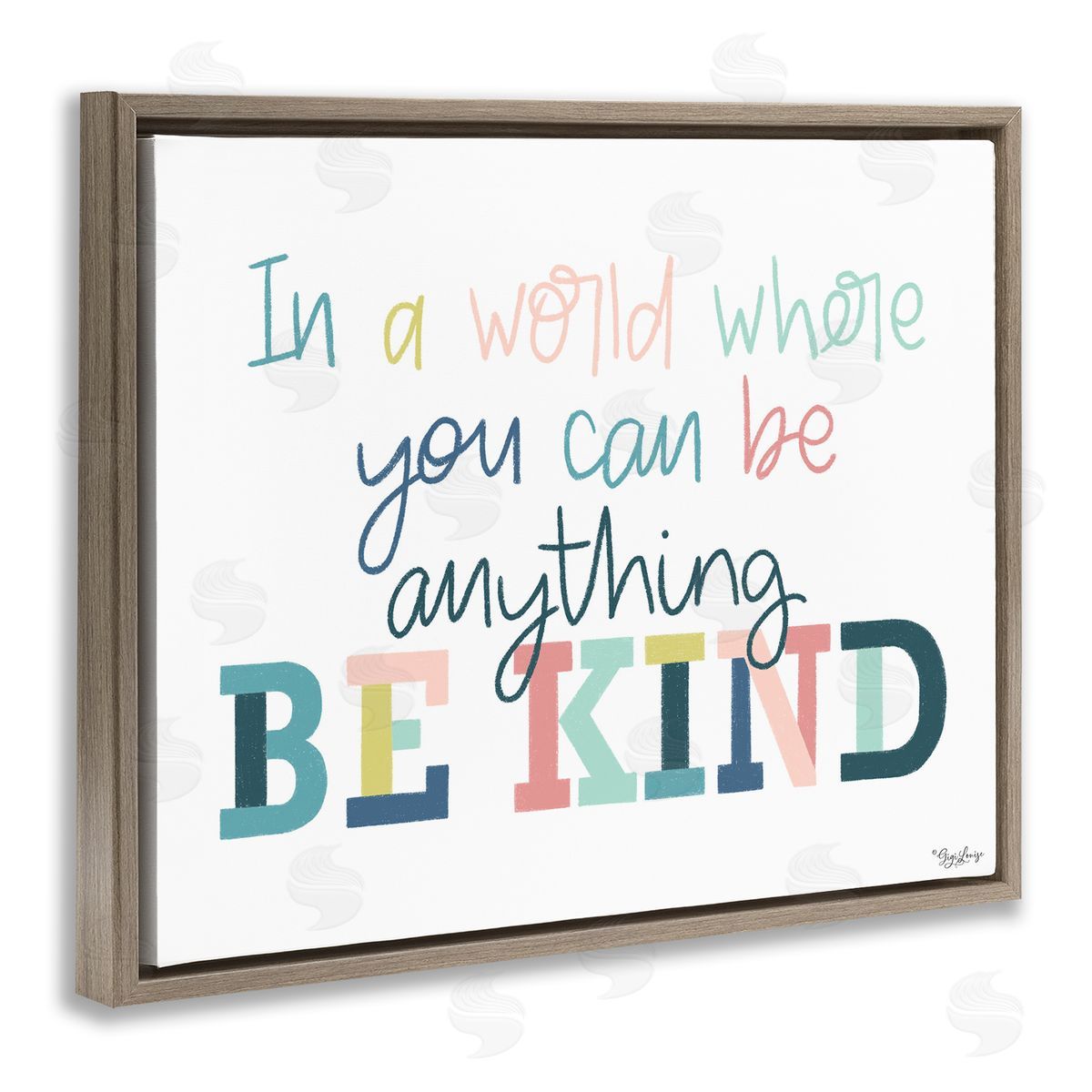 Be Kind In A World Brown Floating Frame Canvas Wall Art, Home Decor by Gigi Louise