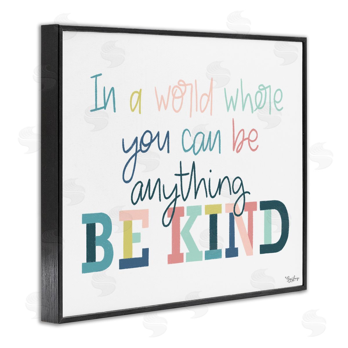 Be Kind In A World Black Frame Print Wall Art, Home Decor by Gigi Louise