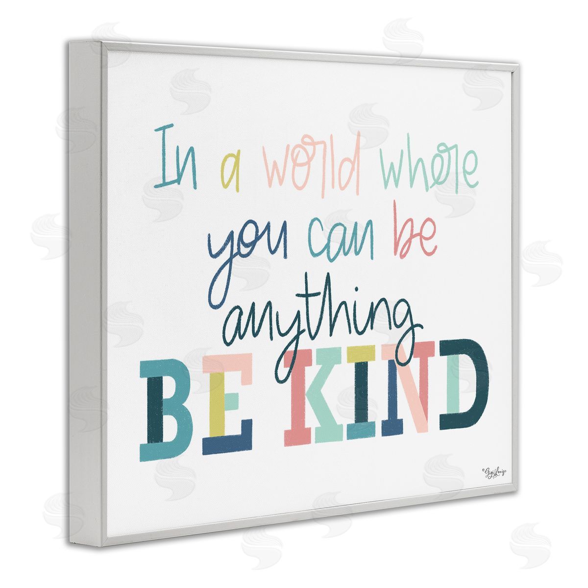 Be Kind In A World White Frame Print Wall Art, Home Decor by Gigi Louise