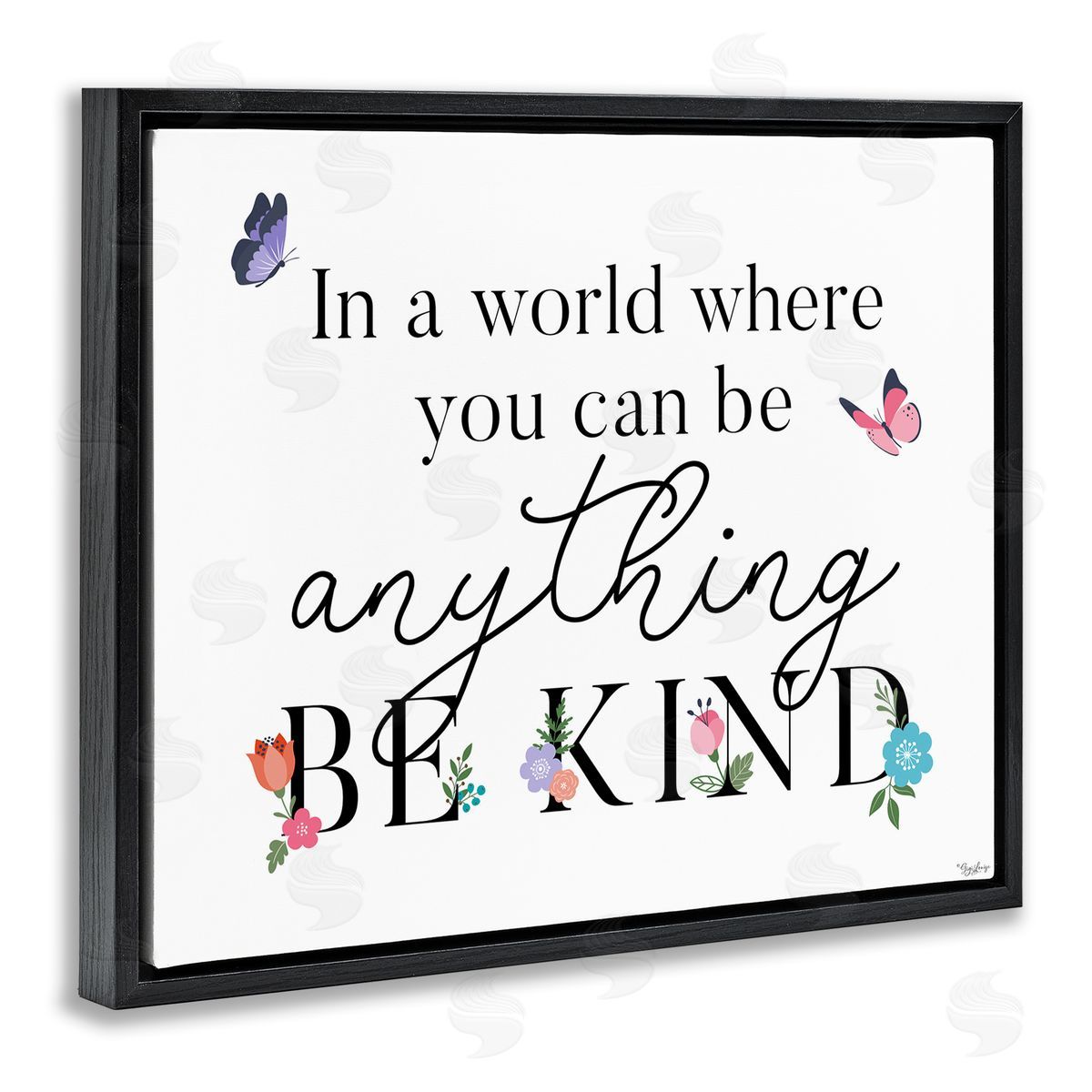 Be Anything & Kind Black Floating Frame Canvas Wall Art, Home Decor by Gigi Louise