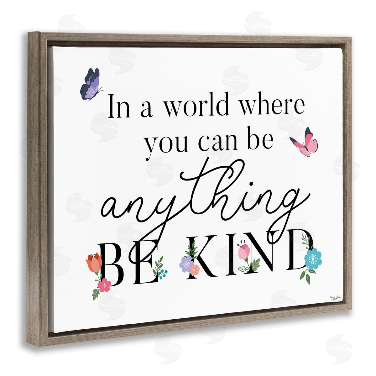 Be Anything & Kind Brown Floating Frame Canvas Wall Art, Home Decor by Gigi Louise