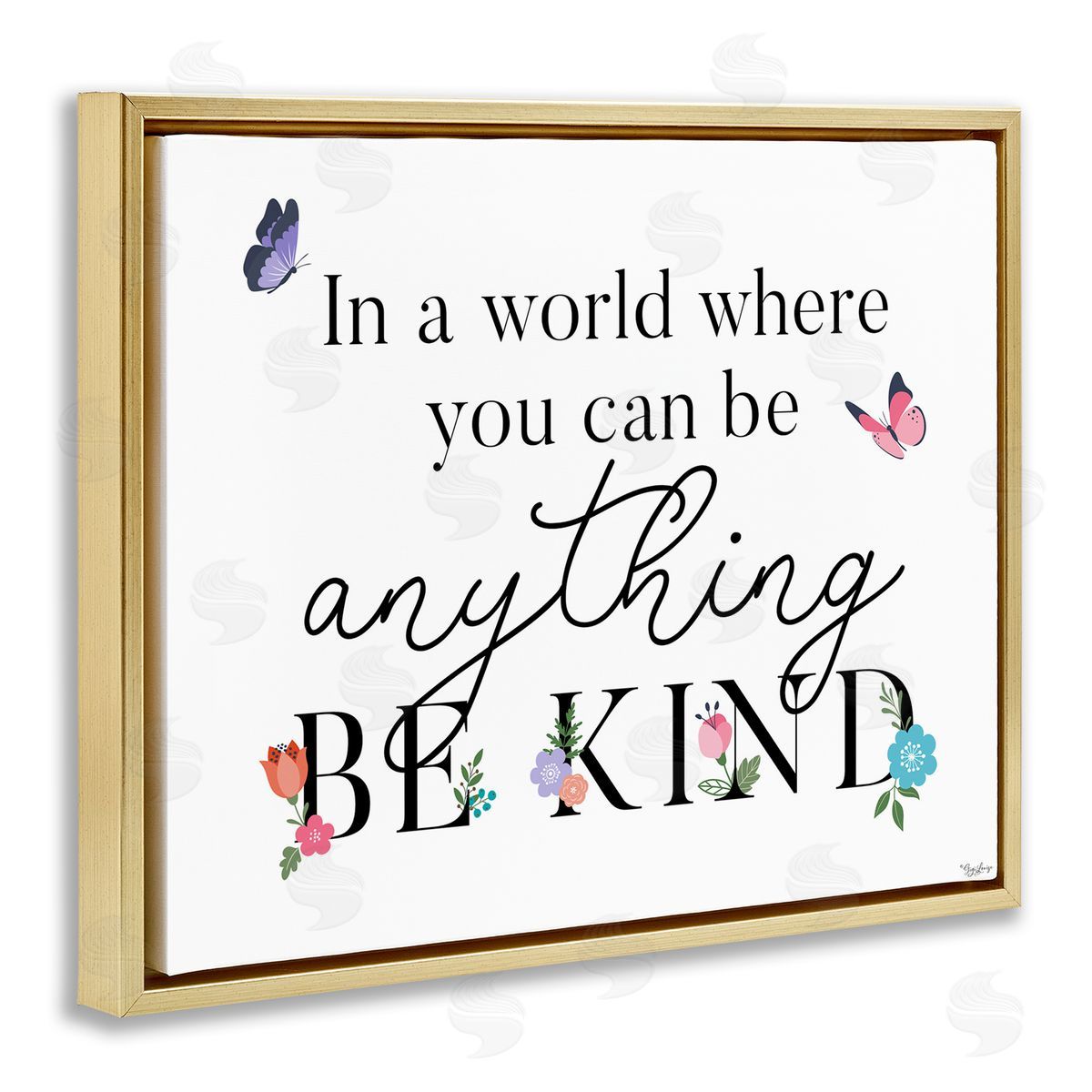 Be Anything & Kind Gold Floating Frame Canvas Wall Art, Home Decor by Gigi Louise