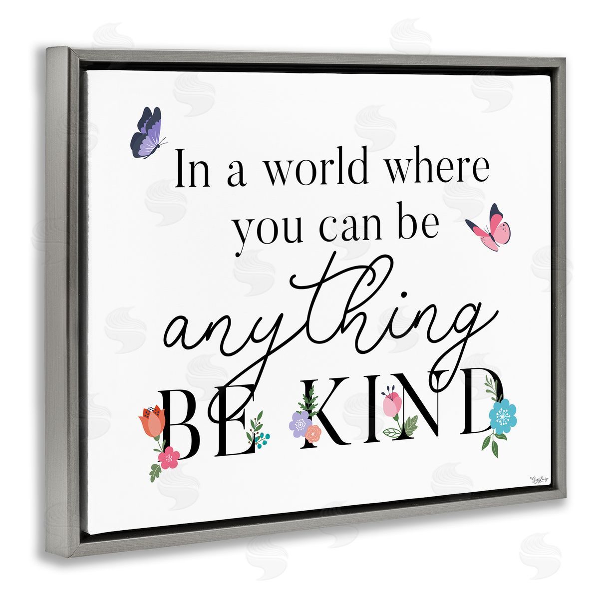 Be Anything & Kind Grey Floating Frame Canvas Wall Art, Home Decor by Gigi Louise