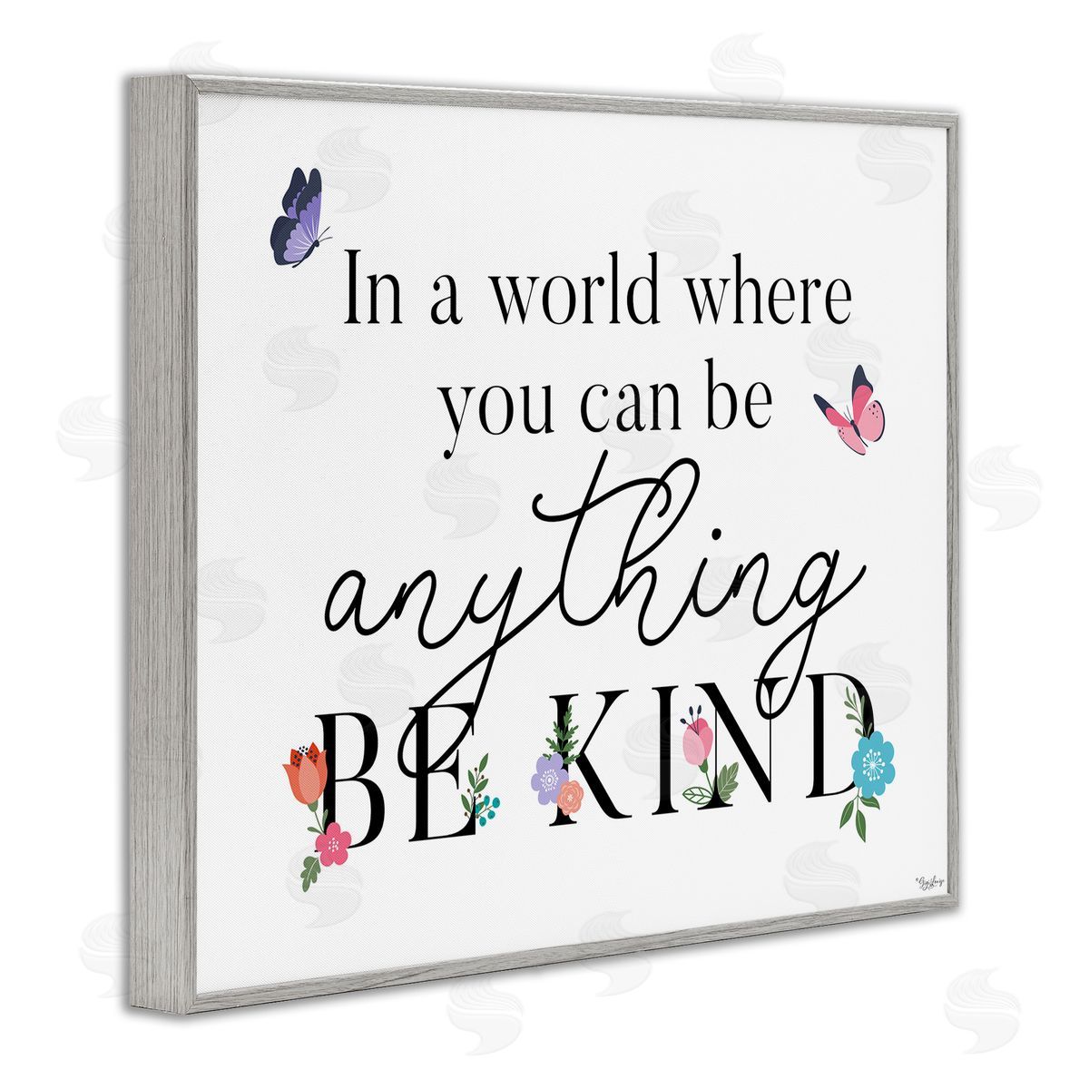 Be Anything & Kind Grey Frame Print Wall Art, Home Decor by Gigi Louise