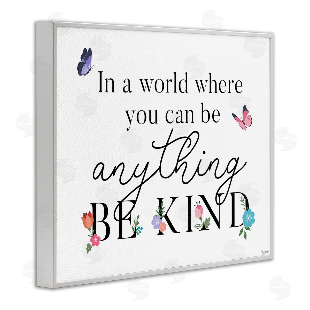 Be Anything & Kind White Frame Print Wall Art, Home Decor by Gigi Louise