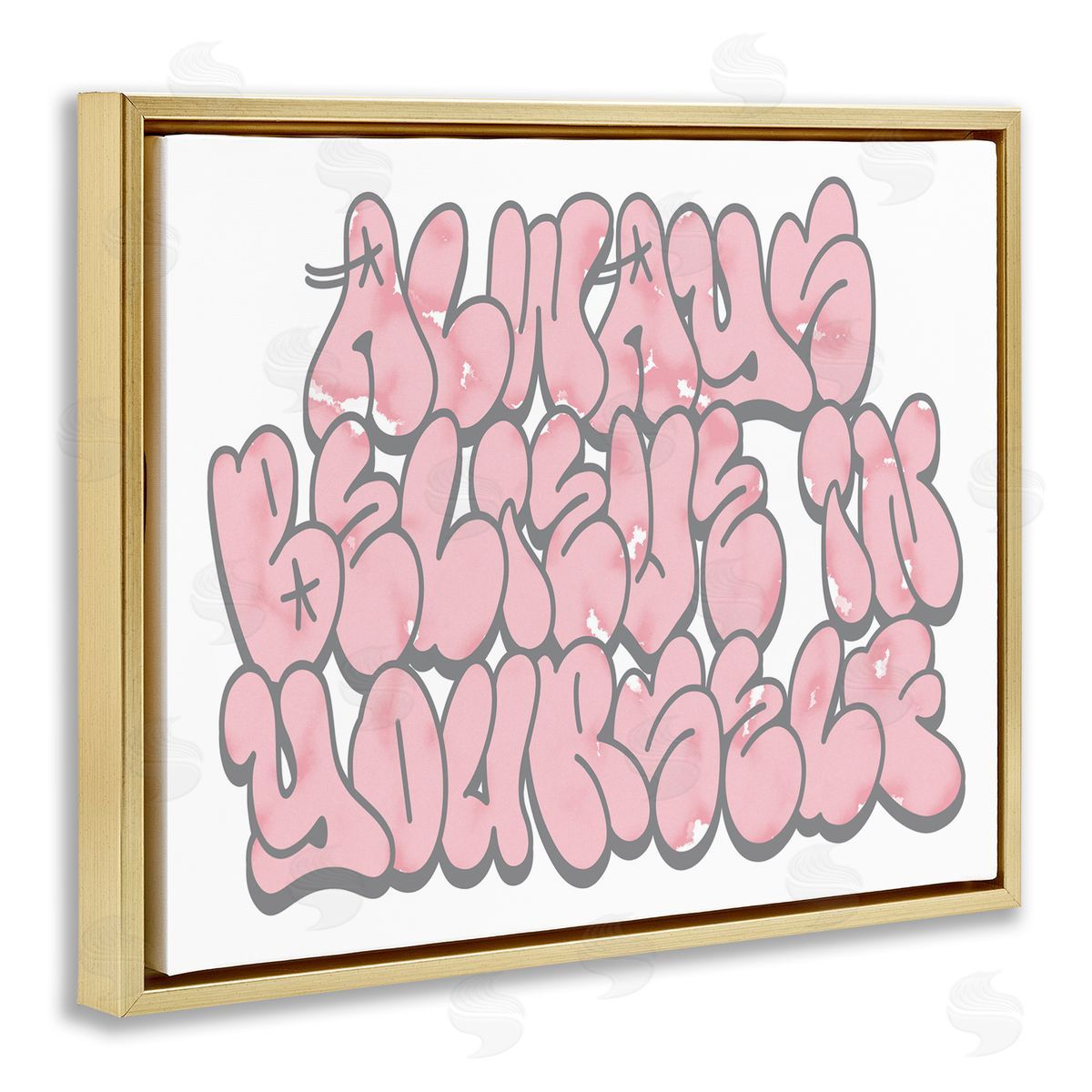 Believe in Yourself Graffiti Gold Floating Frame Canvas Wall Art, Home Decor by Marcus Prime